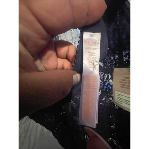 Savage x fenty nwt framed in denim teddy slip lace charm bird - Picture 10 of 12